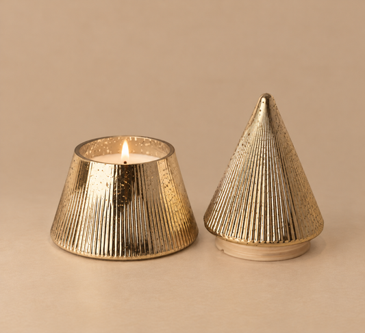 Candle - Holiday Champagne Plaid Tree Glass