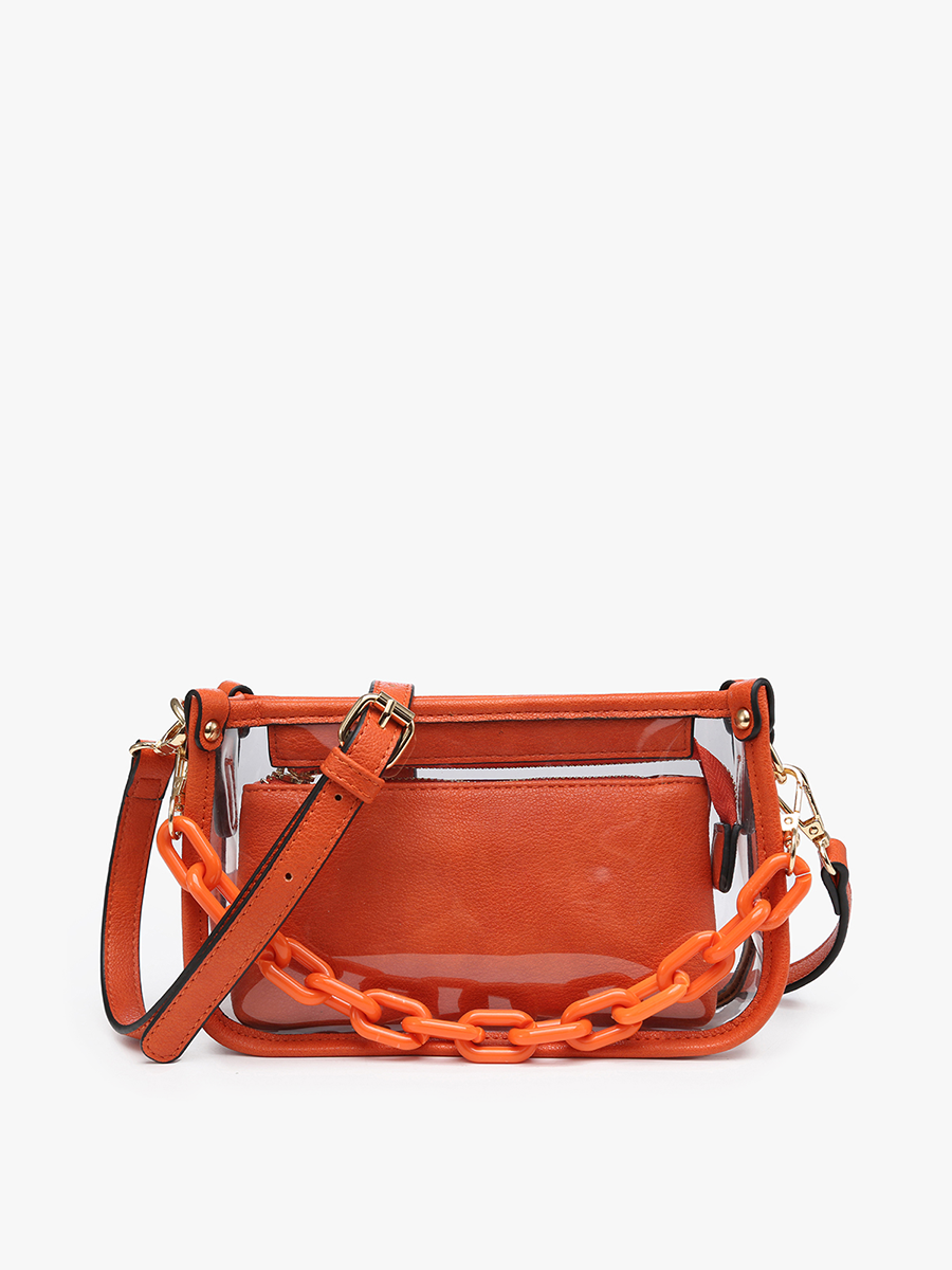 Taupe Jessica Clear Crossbody w/ Chain