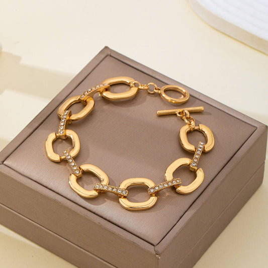 Bracelet - Crystal Glass Pave Bar Link Chain