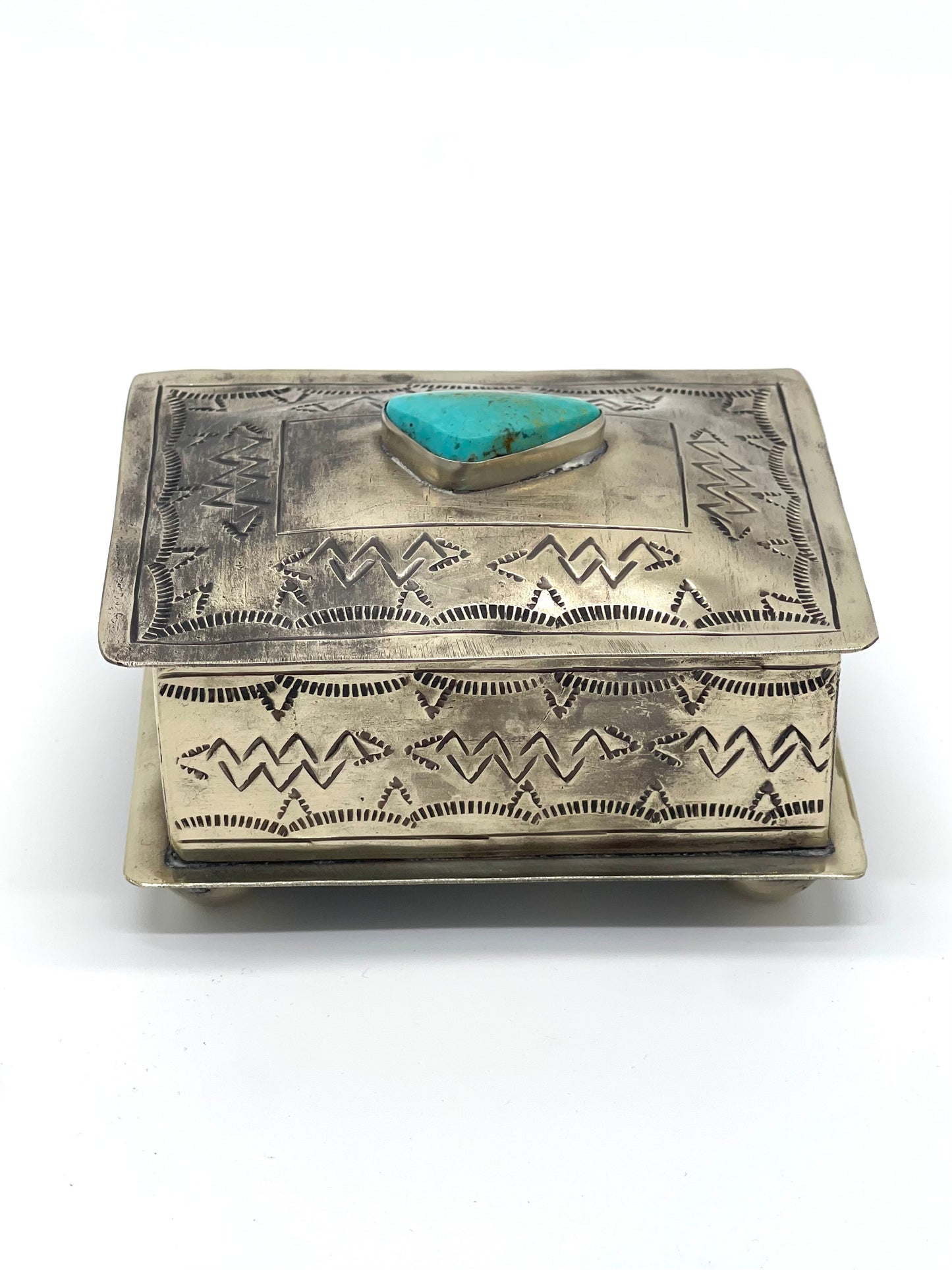 Jewelry Storage | Small Stamped Box W/Turquoise