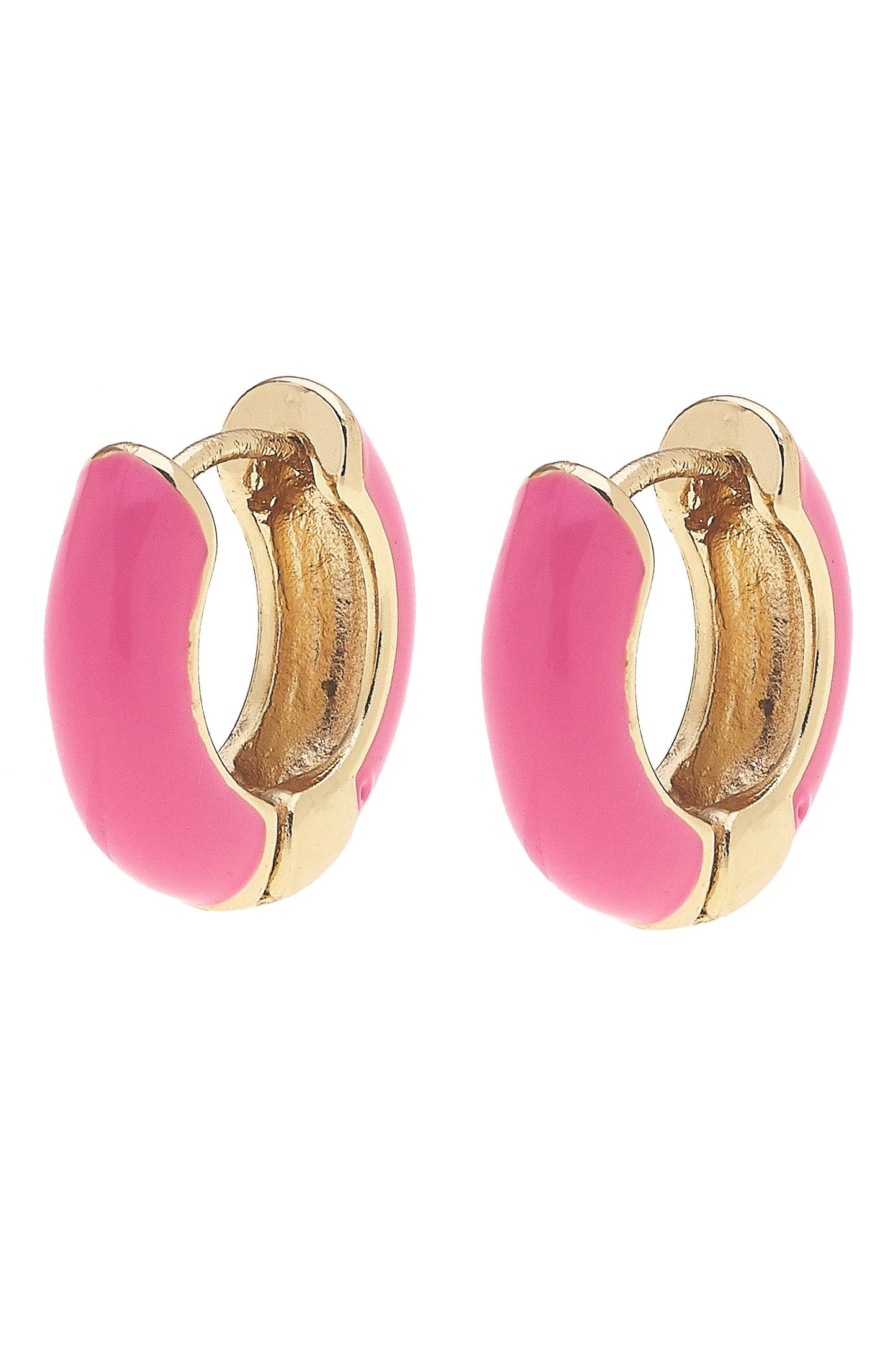 Earrings - Cici Hinged Enamel Huggie Hoop