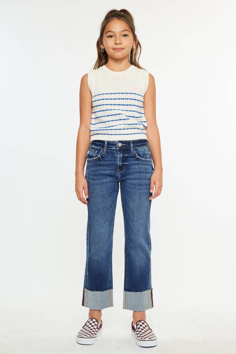 Girls | KanCan Jeans Youth Mid Rise Crop Striaght