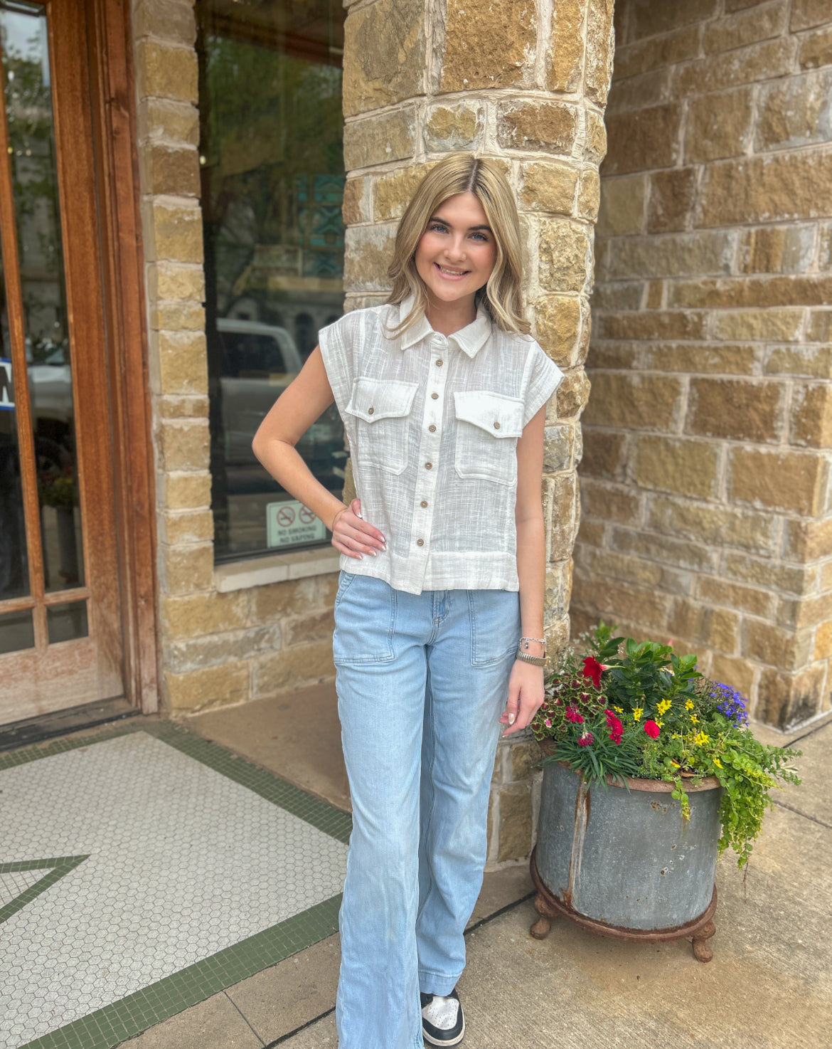 Cotton Gauze Button Down Shirt