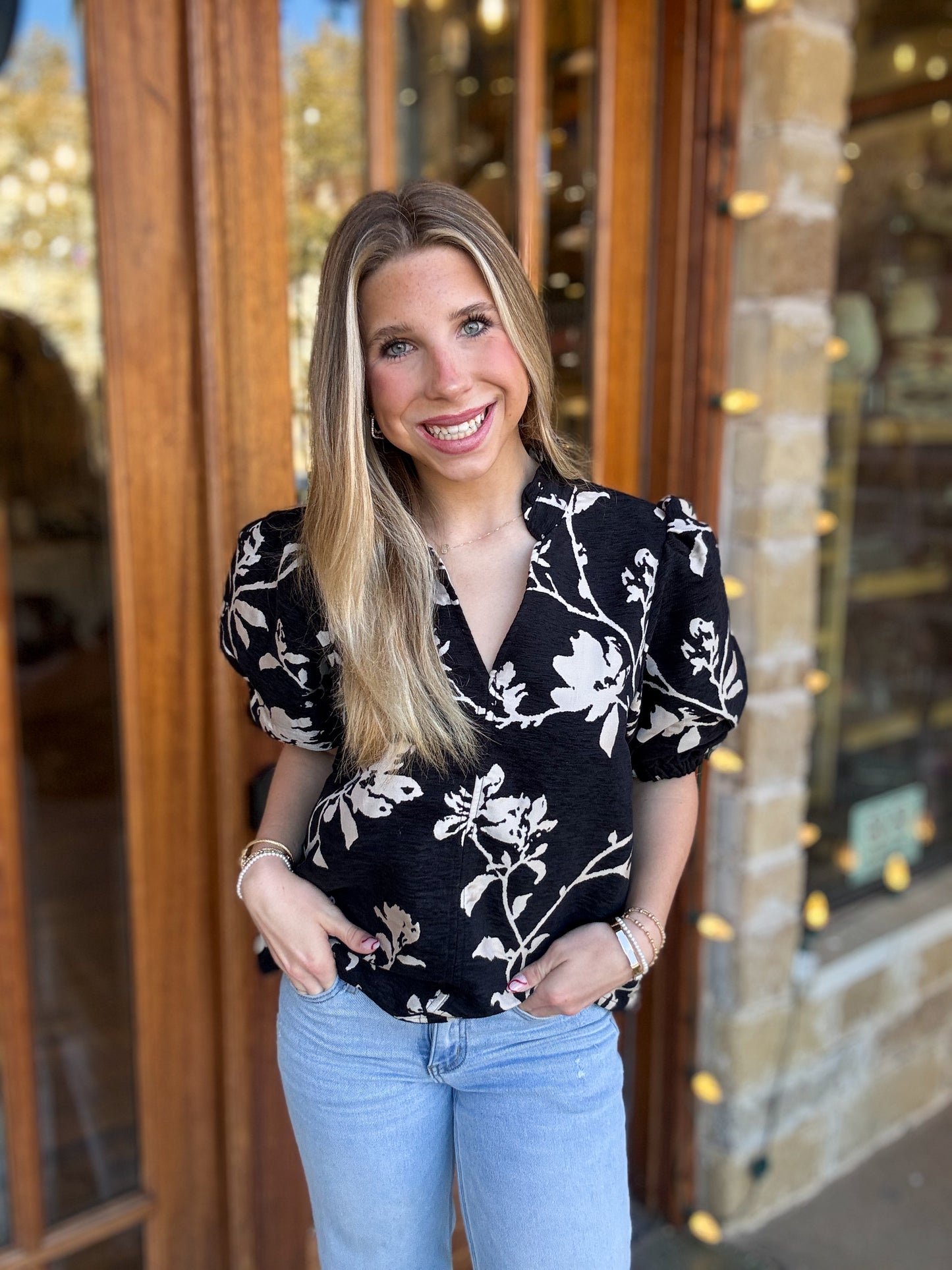 THML Chenille Puff Blouse