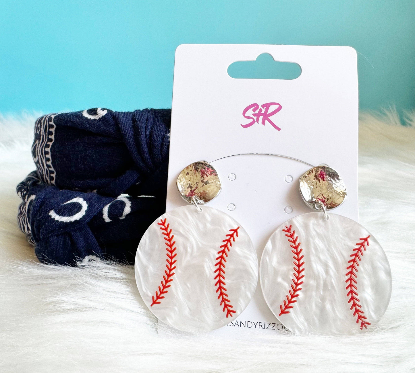 Jewelry | Earrings White Pearl Acrylic Baseball Dangle