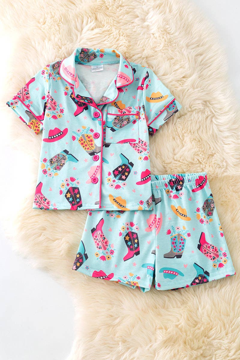 Girls | Pajamas LT. Blue Cowgirl/Western Printed