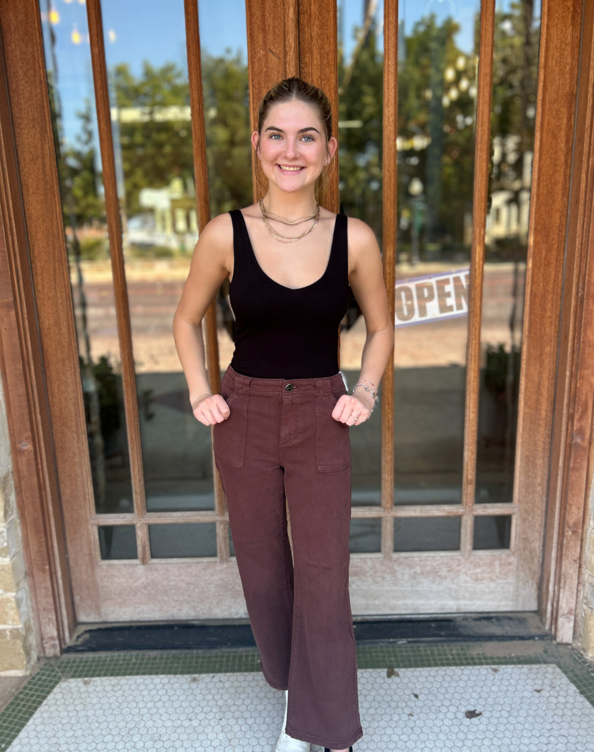 Bottoms | Risen Jeans High Rise Ankle Flare Patch Pocket
