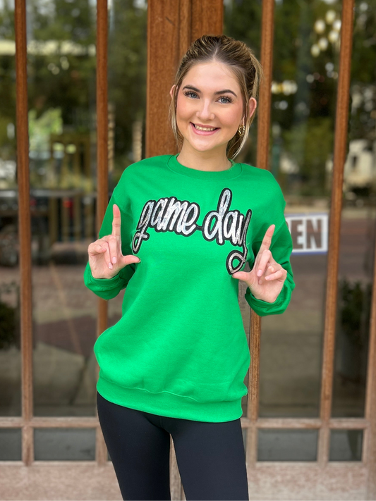 Tops | Sweatshirt Game Day Sequin Kelly Green