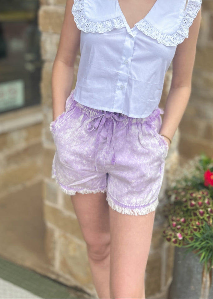 Bottoms | Zenana Shorts Lavender  Mineral Washed Tencel