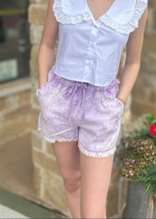 Bottoms | Zenana Shorts Lavender  Mineral Washed Tencel