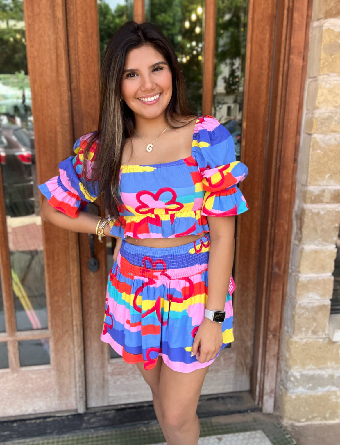 Sets | Buddy Love Crop Top/Mini Skirt Bright Floral Salsa Keeping It Casual
