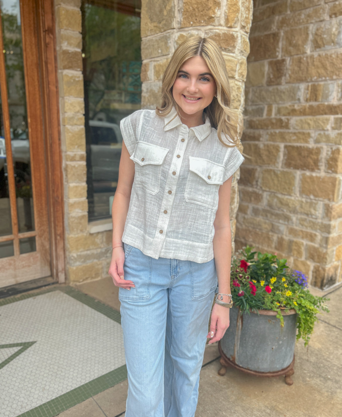 Cotton Gauze Button Down Shirt