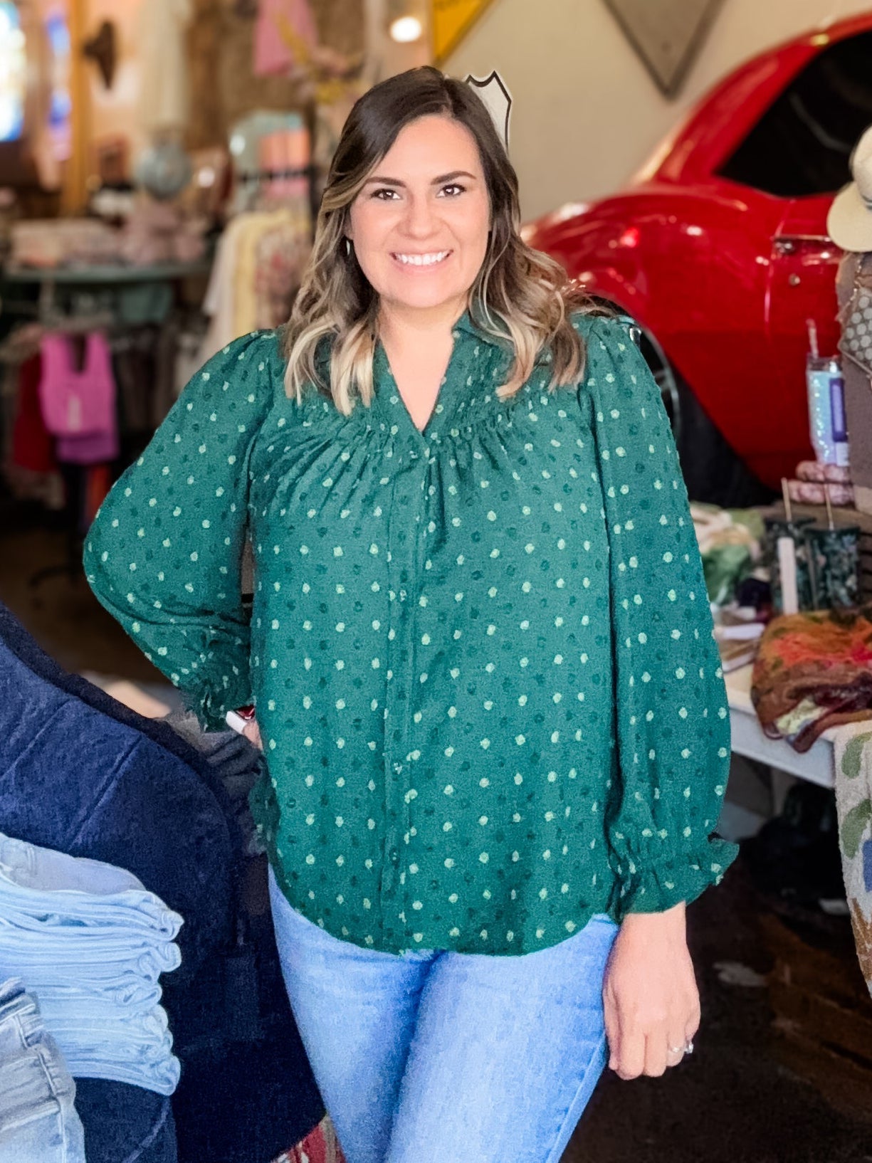 Blouse - Swiss Dot Smocked