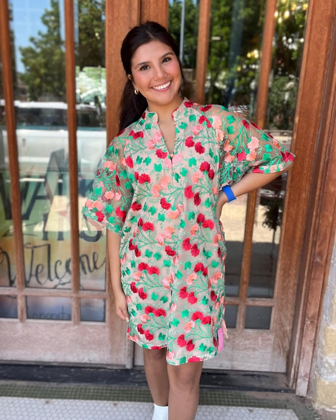 Dresses | Buddy Love Mini Coral Flowered Lined Dress