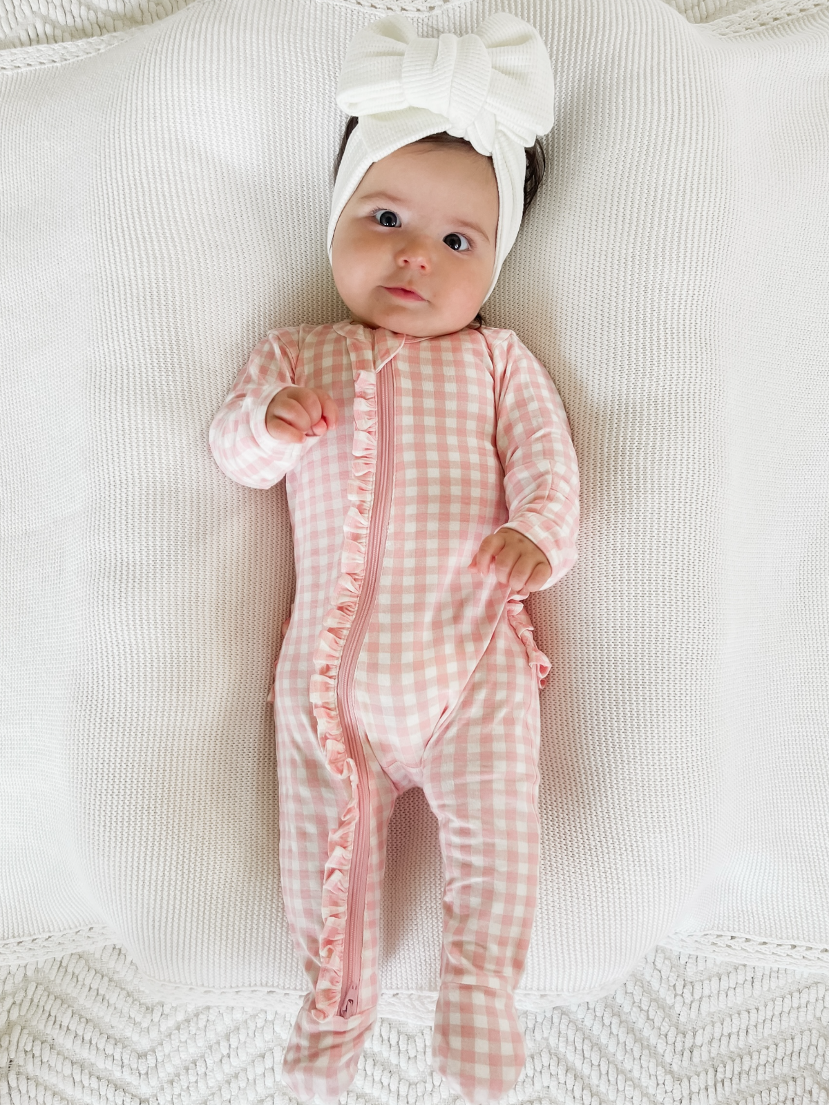 Baby | Pink Gingham 2-Way Zip Ruffle