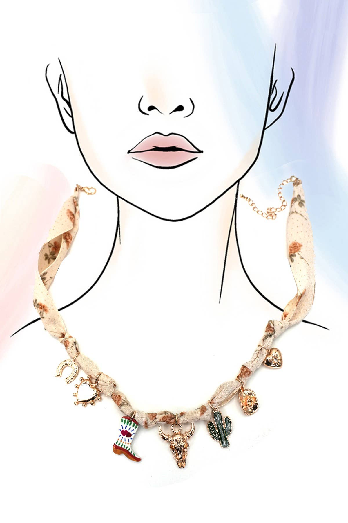 Necklace - Boot Cactus Scarf Charm
