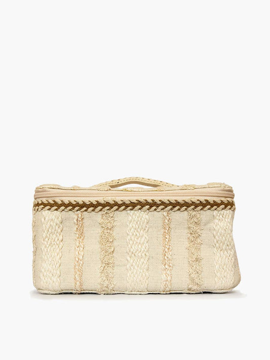 Beige/White Fiona Cotton Cosmetic Case