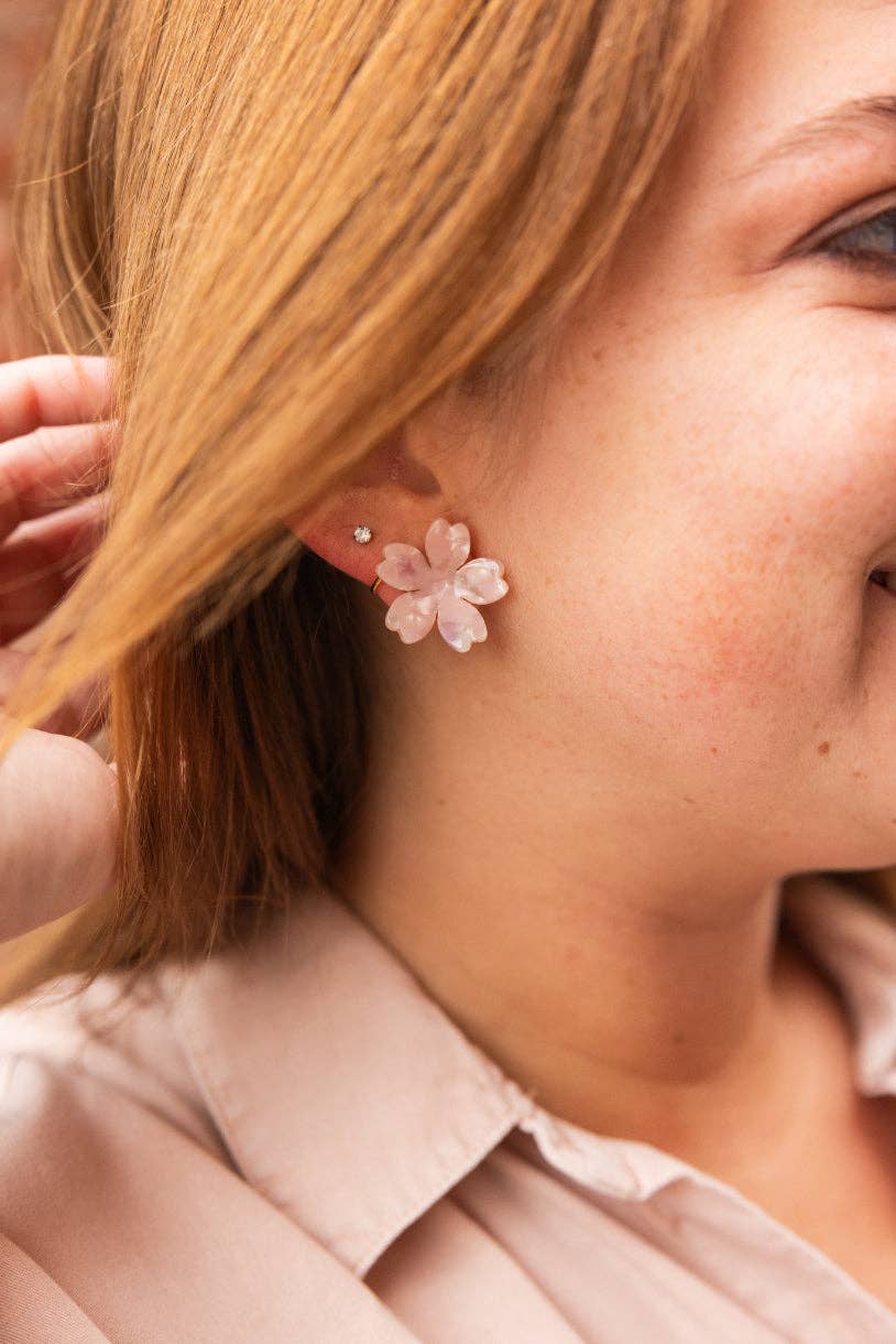 Jewelry | Earrings Hypoallergenic Stainless Posts Blossom Pink Acrylic