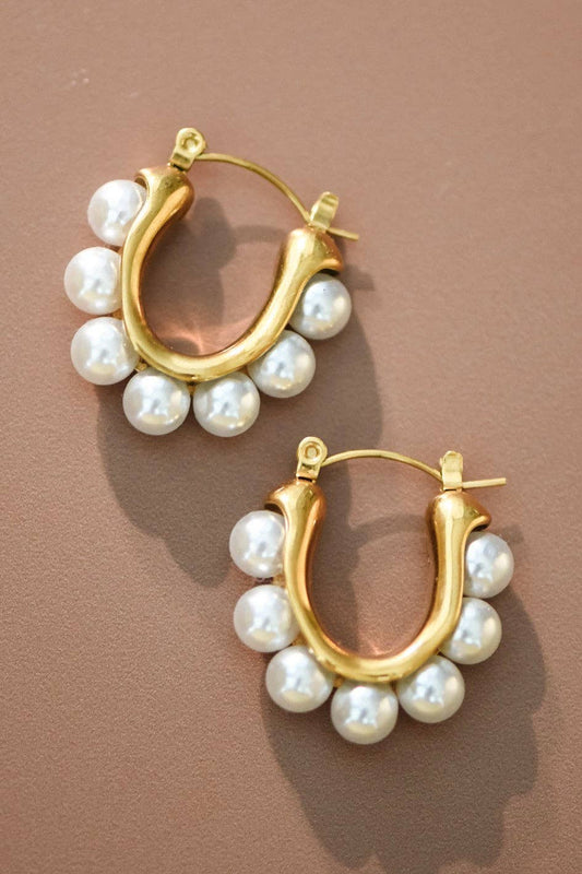 Earrings - Gold Pearl Pop