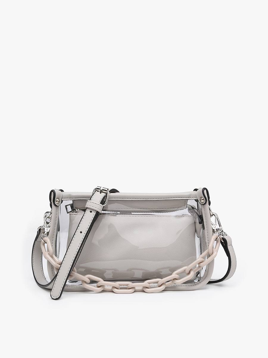 Taupe Jessica Clear Crossbody w/ Chain