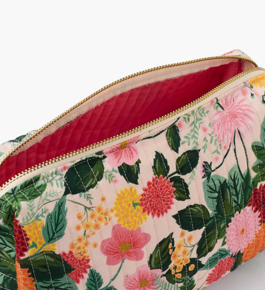 Dahlia Quilted Large Cosmetic Pouch