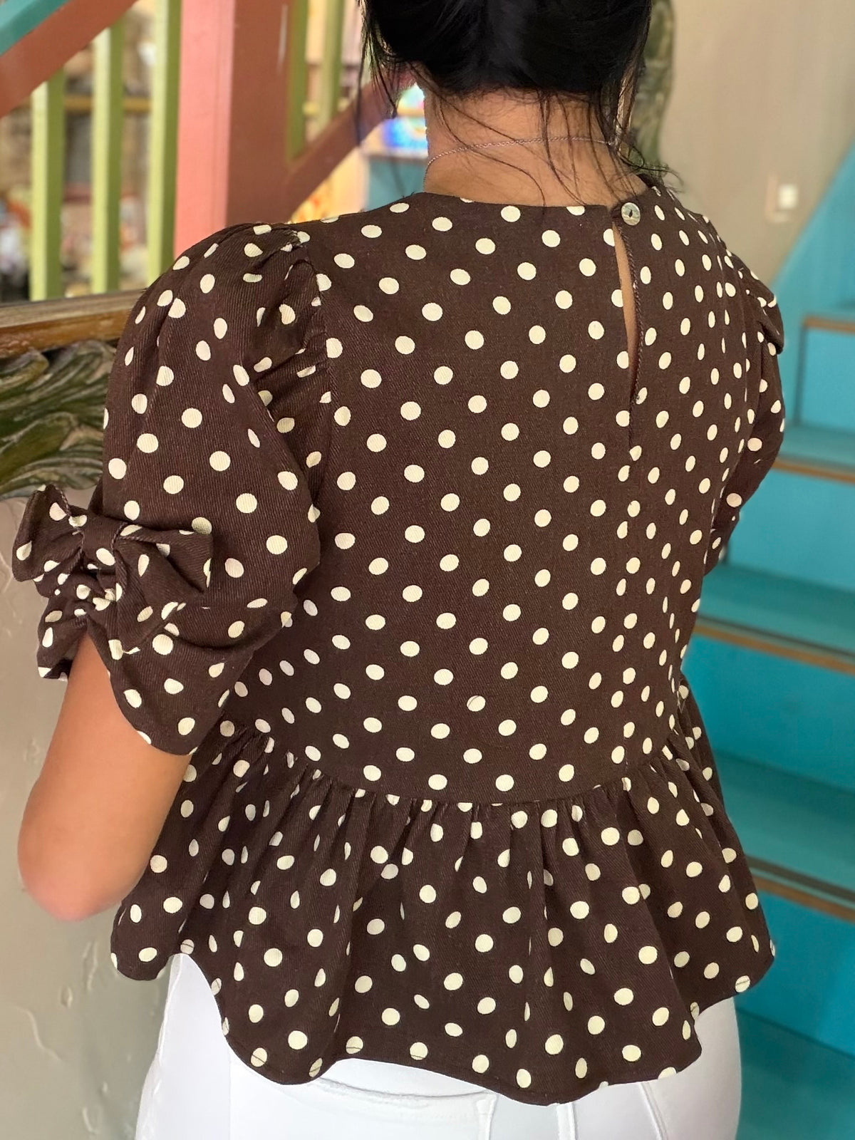 Blouse - Polka Dot Peplum