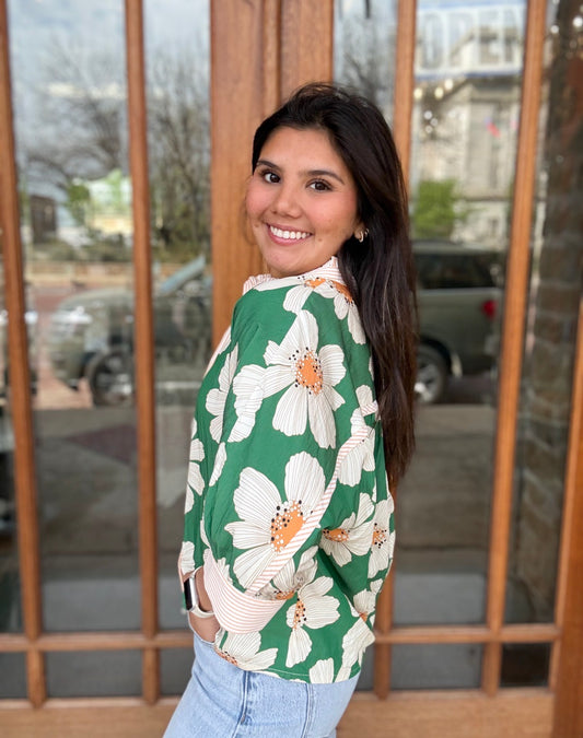 Button Down Floral Blouse