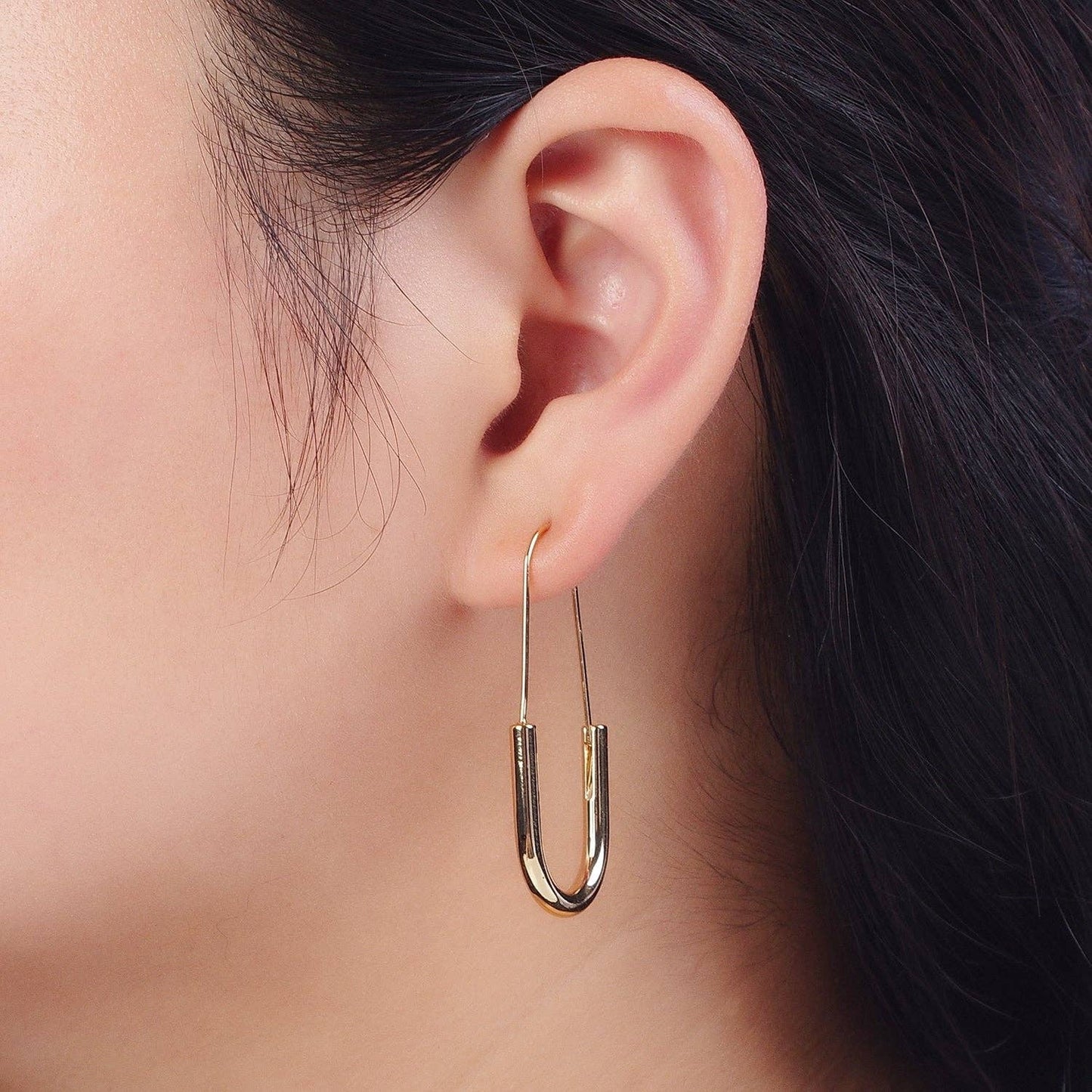 Jewelry | Earrings Gold Crescent U Hoop Long Hook