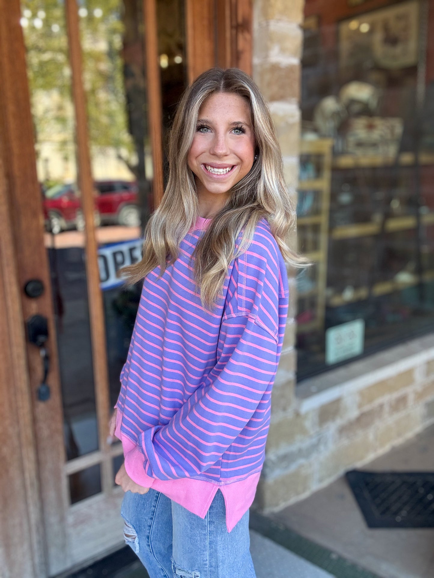 Tops | Pullover Stripe Oversized Knit