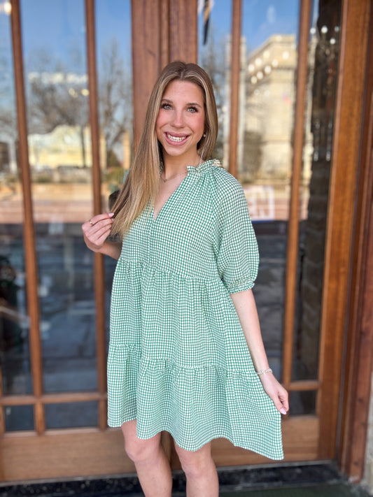 THML Short Sleeve Gingham Dress