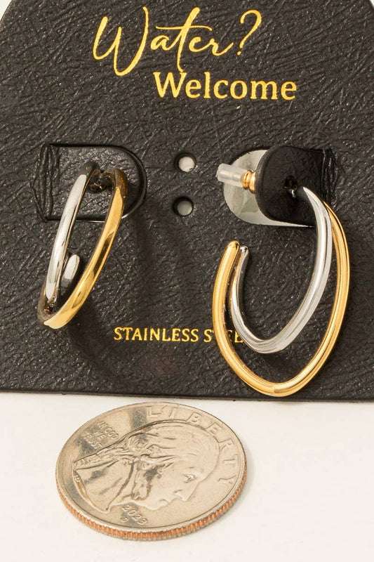 Layered Oval Hoop Earrings