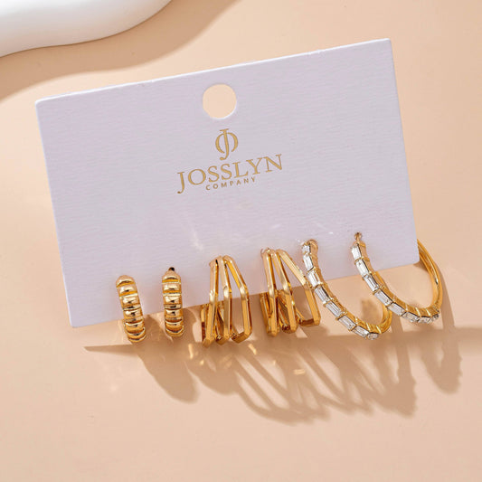 Earrings - Baguette Stone Hoop Trio