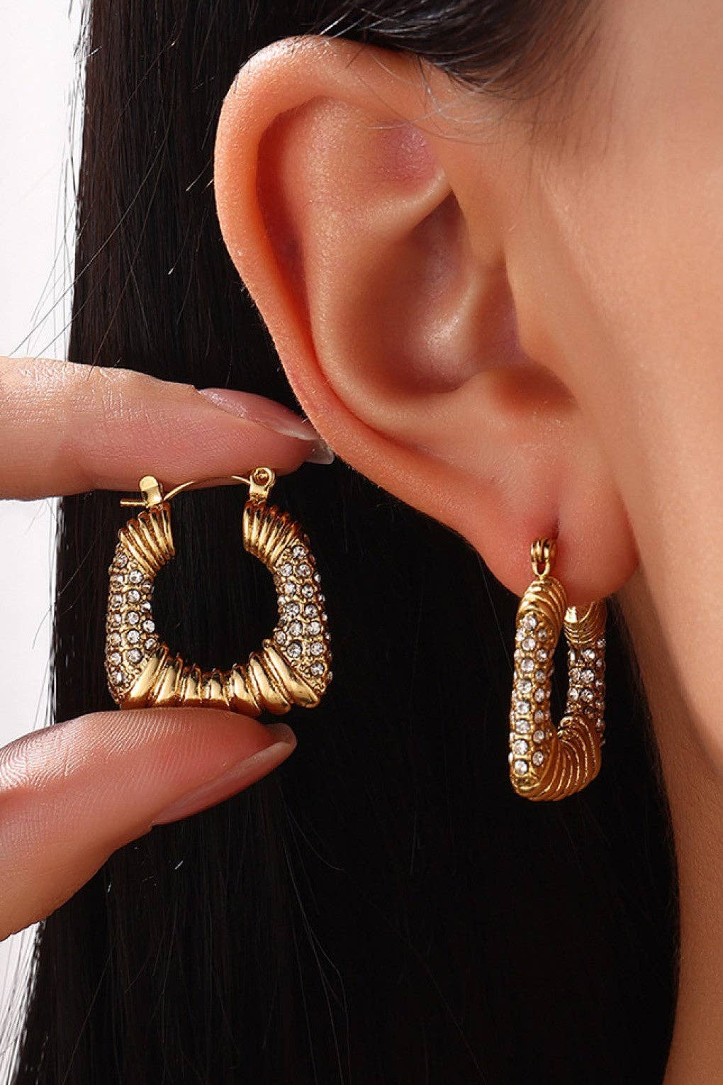 Earrings - 18K Gold Plated Waterproof Stainless Steel Hoop