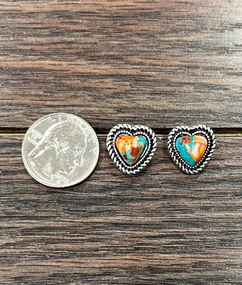 Earrings - Heart Gemstone Stud