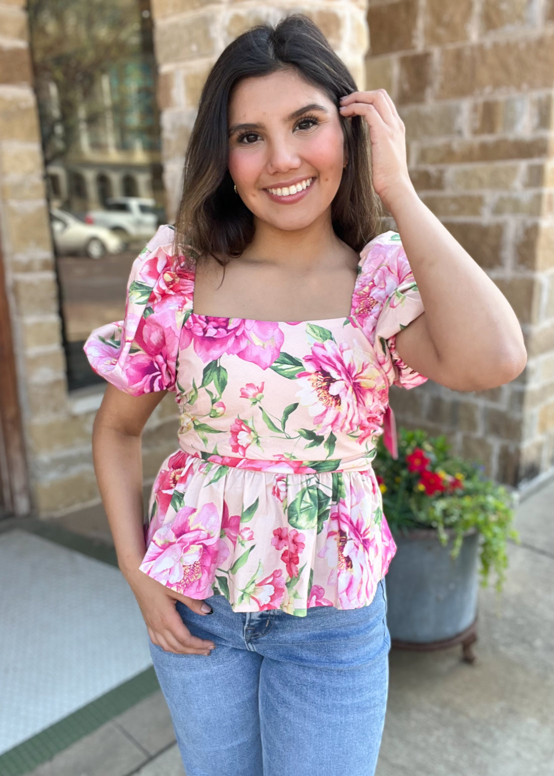 Tops | Blouse BuddyLove Mirabelle Explorer T Peplum Waist Puff Sleeves Blouse