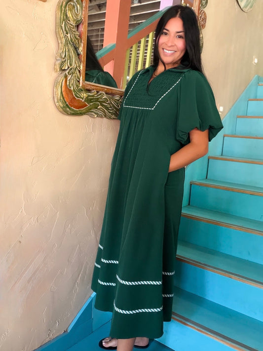 Dress - Jodifl Emerald Puff Sleeve Maxi