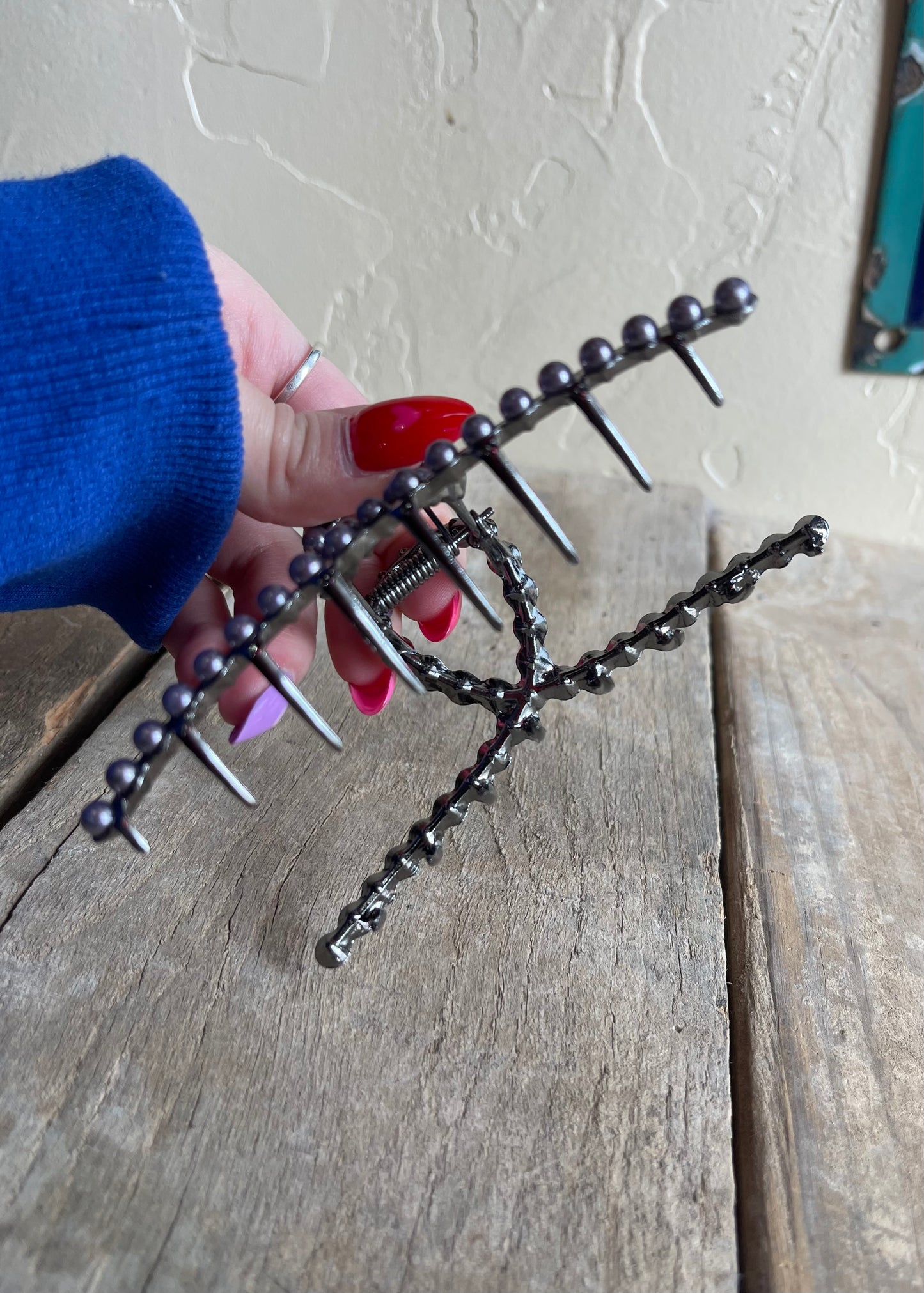 Hair Accessories | Western Silver Faux Pearl Claw Clip