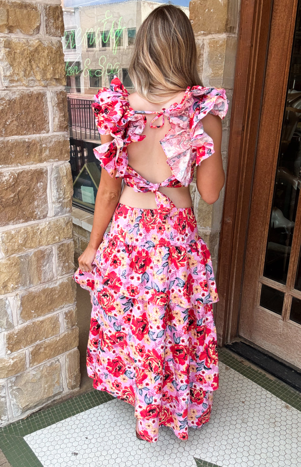 Sets | Maxi Skirt /CropTop Baha Mar Daisy Days Floral Below Waist Tiered Skirt