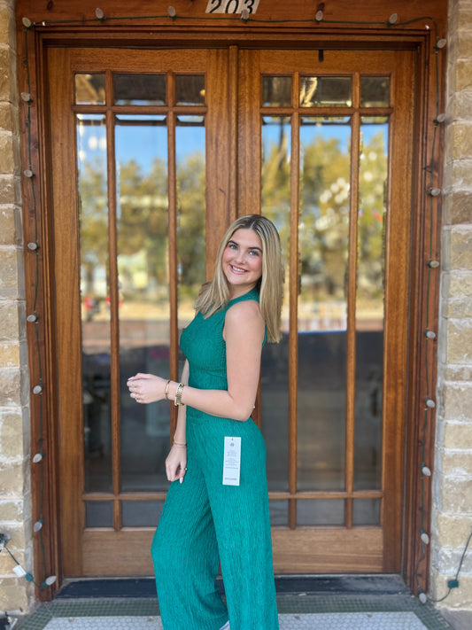 Sets | Emerald City Crinkled Plisse Cropped Tank and Pants