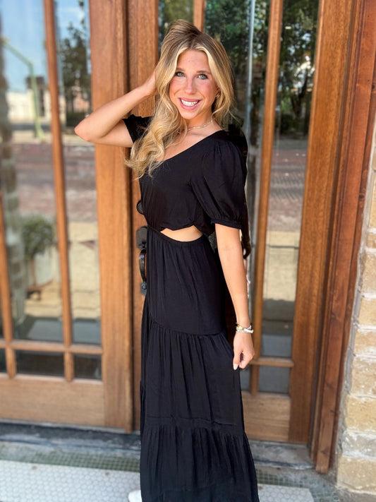 Dress - Balloon Sleeve Side Cut