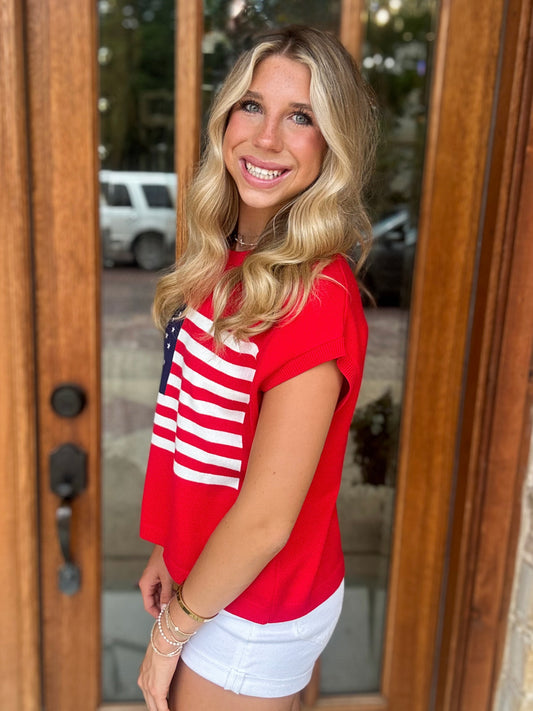 Top - Patriotic Flag Knit
