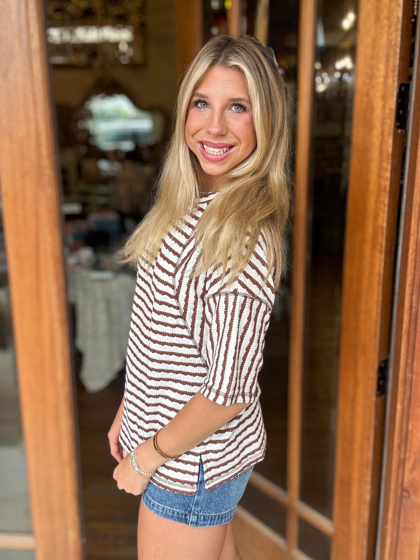 Top - Mocha Stripe Relaxed Knit