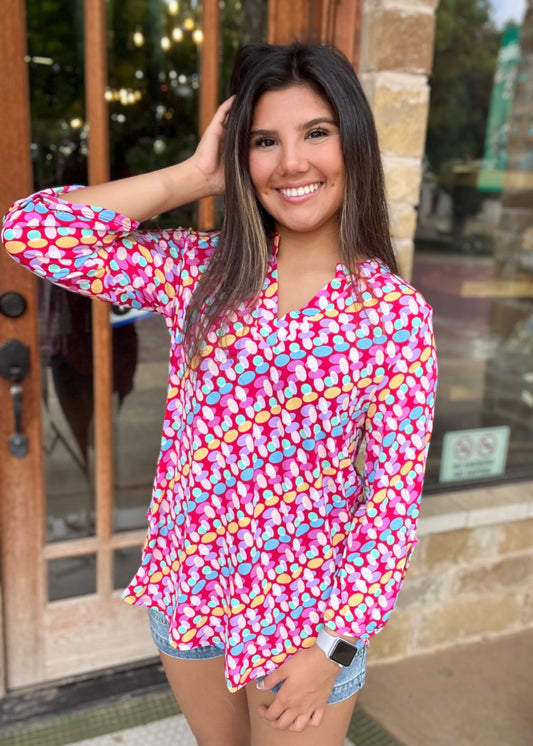 Tops | Dear Scarlett Blouse Hot Coral 3/4 Sleeve Wrinkle Free Lizzy