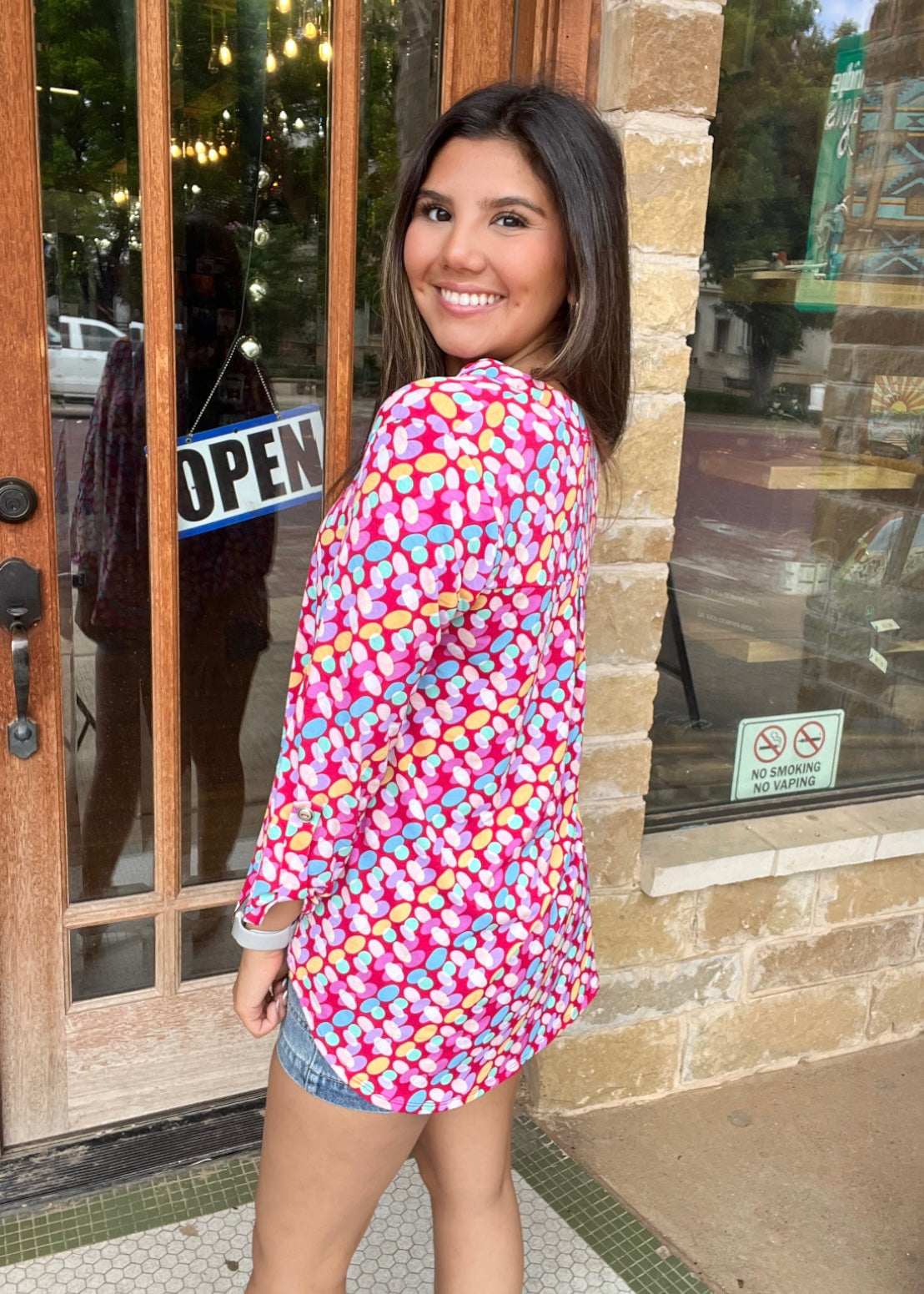 Tops | Dear Scarlett Blouse Hot Coral 3/4 Sleeve Wrinkle Free Lizzy