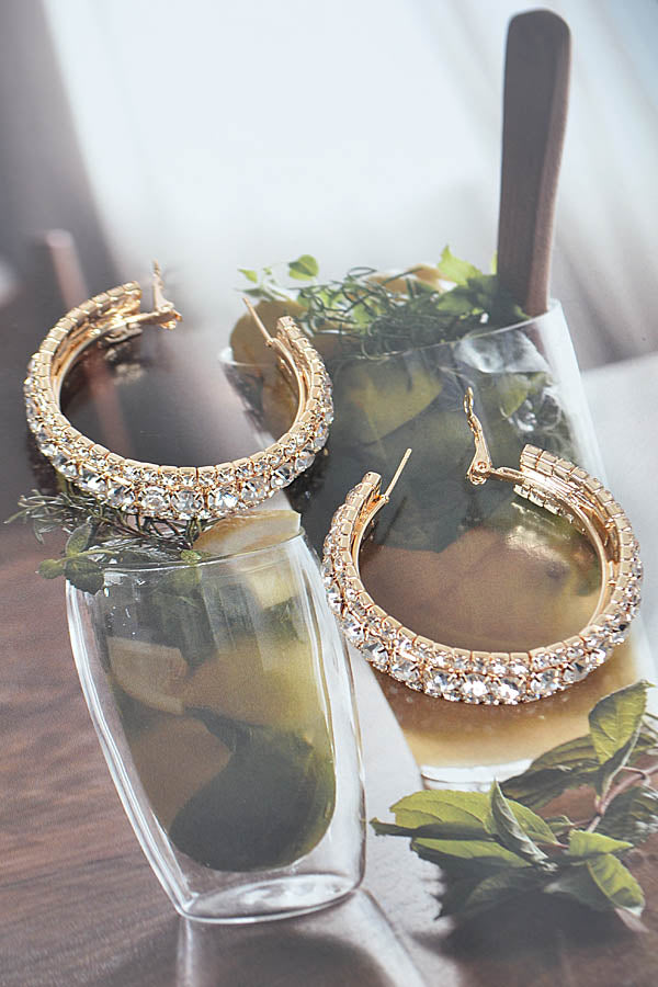 Jewelry | Earrings Gold Rhinestone 40mm Hoops