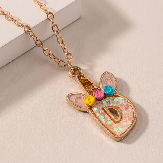 Girls Initial Unicorn Letter Necklace