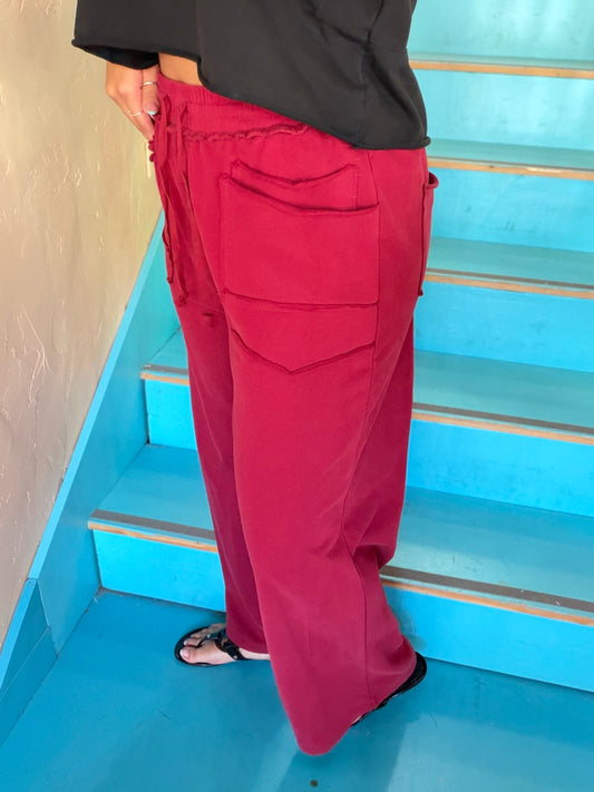 Lounge Pants - Jodifl Burgundy Mineral Wash