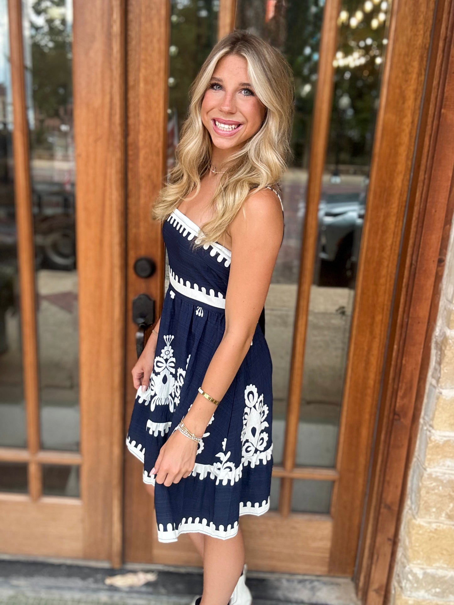 Dress - Navy Contrast Pattern