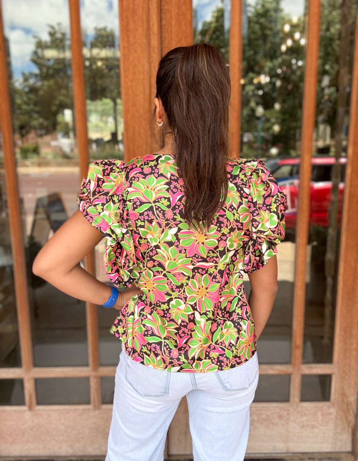 Tops| THML Blouse Flutter Sleeve Flower Print