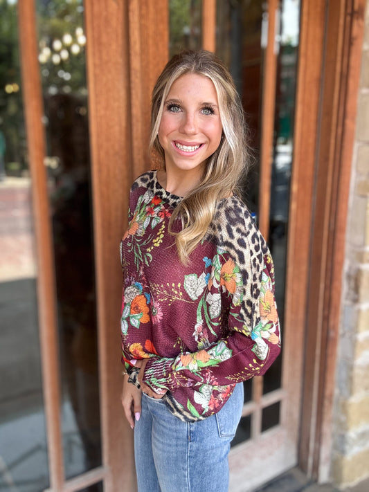 Tops | Blouse Burgundy Flowy Pintuck Tie Front Split Neck